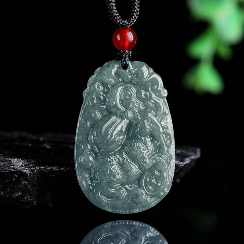 EverestArtstudios Chinese Zodiac Jade Year of the Horse Luck Rope Necklace Pendant