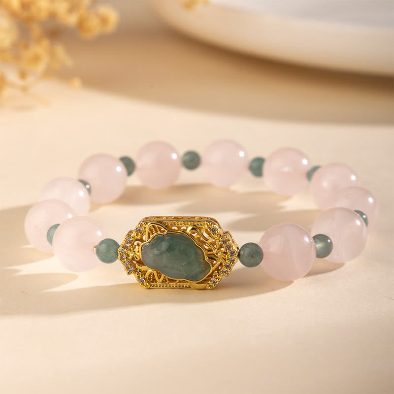 Buddha Stones Rose Quartz Jade Caring Kindness Bracelet