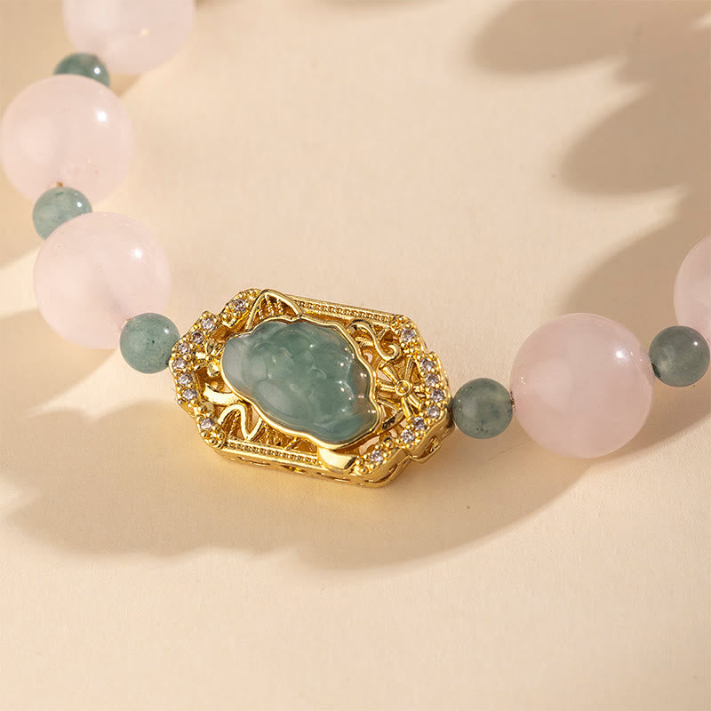 Buddha Stones Rose Quartz Jade Caring Kindness Bracelet