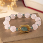 Buddha Stones Rose Quartz Jade Caring Kindness Bracelet