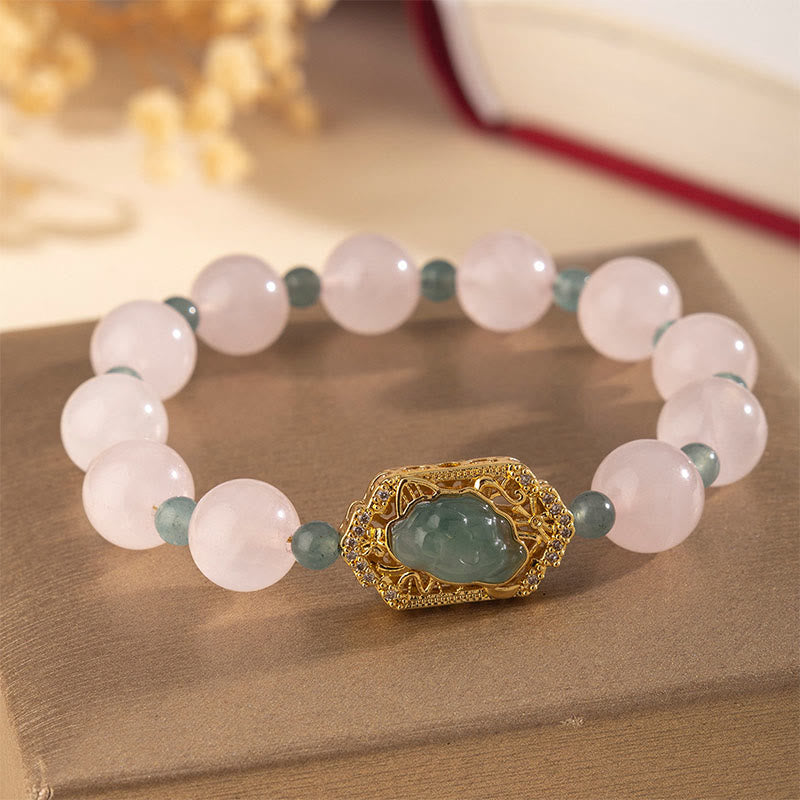 Buddha Stones Rose Quartz Jade Caring Kindness Bracelet
