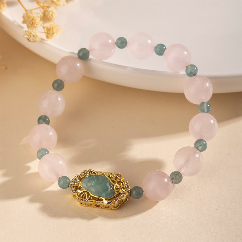 Buddha Stones Rose Quartz Jade Caring Kindness Bracelet