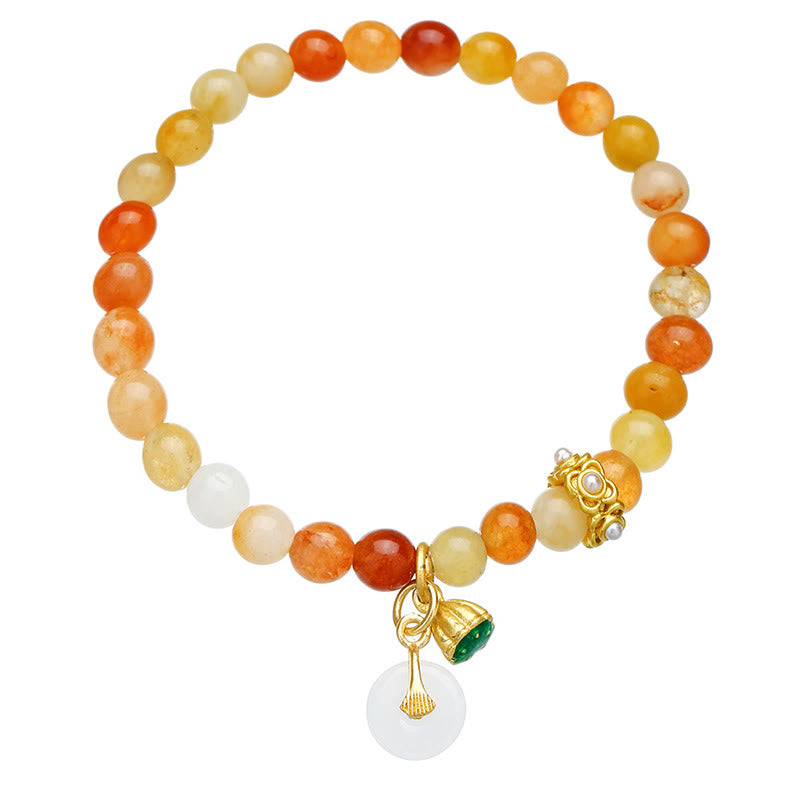 EverestArtstudios Peace Buckle Golden Silk Jade Ward Off Evil Spirits Bracelet