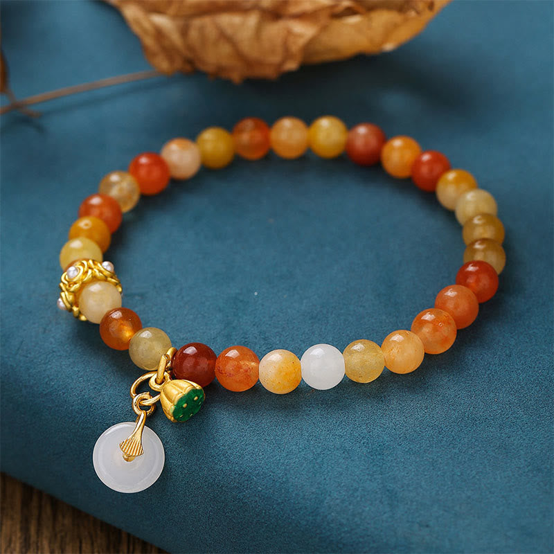 EverestArtstudios Peace Buckle Golden Silk Jade Ward Off Evil Spirits Bracelet