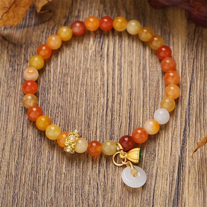 EverestArtstudios Peace Buckle Golden Silk Jade Ward Off Evil Spirits Bracelet