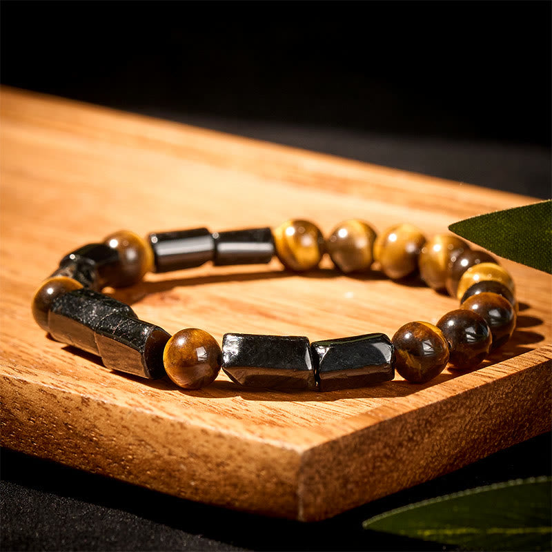 Buddha Stones Natural Black Tourmaline Tiger Eye Positive Bracelet
