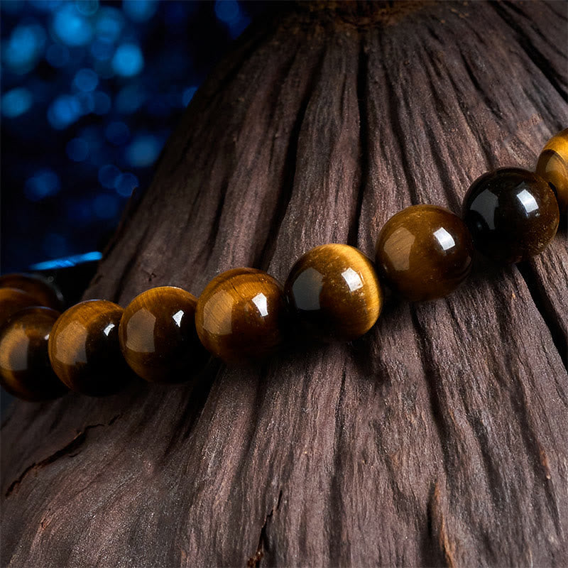 Buddha Stones Natural Black Tourmaline Tiger Eye Positive Bracelet