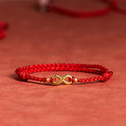 Buddha Stones Infinity Charm Brass Red String Adjustable Protection Bracelet