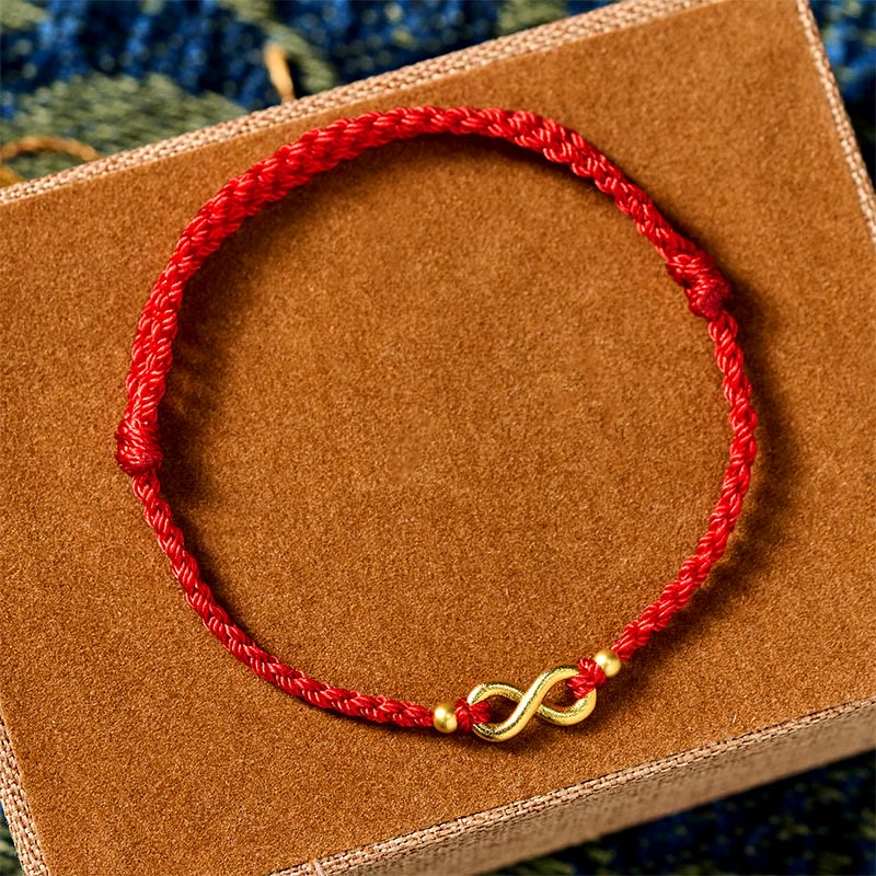Buddha Stones Infinity Charm Brass Red String Adjustable Protection Bracelet