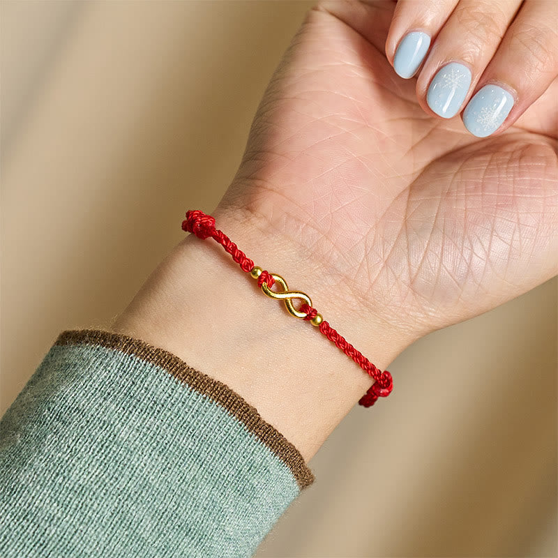 Buddha Stones "May Endless Luck Find You" Infinity Charm Brass Red String Bracelet Includes Gift Message Card