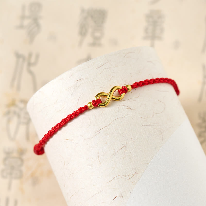 Buddha Stones "May Endless Luck Find You" Infinity Charm Brass Red String Bracelet Includes Gift Message Card