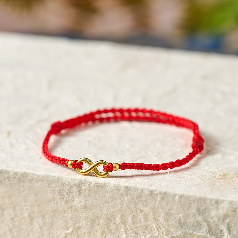 Buddha Stones Infinity Charm Brass Red String Adjustable Protection Bracelet