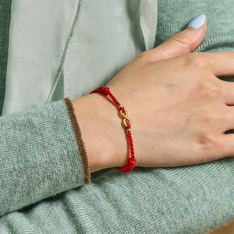 Buddha Stones Infinity Charm Brass Red String Adjustable Protection Bracelet