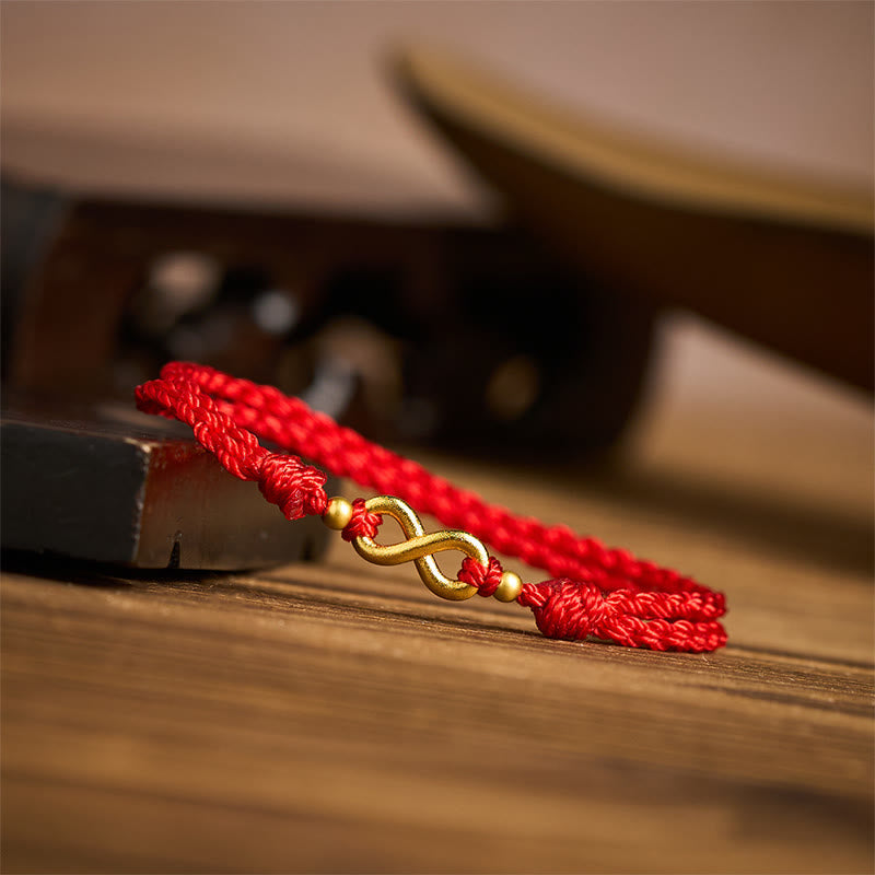 Buddha Stones Infinity Charm Brass Red String Adjustable Protection Bracelet