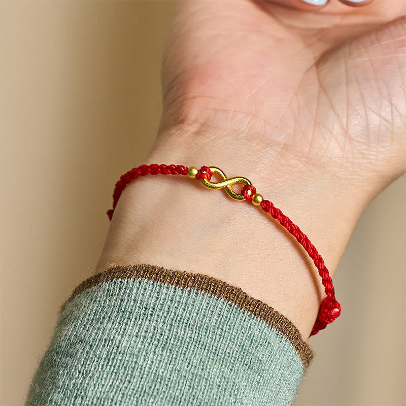 Buddha Stones "May Endless Luck Find You" Infinity Charm Brass Red String Bracelet Includes Gift Message Card