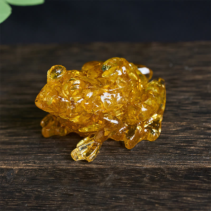 Buddha Stones Crystal Drip Resin Small Frog Passion Decoration Statue