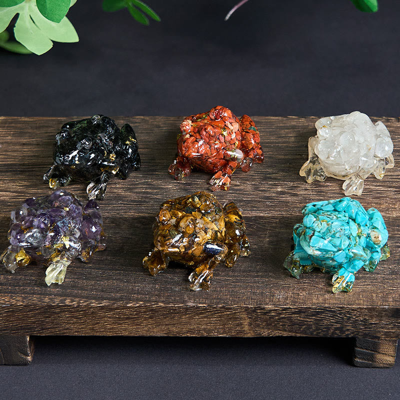 Buddha Stones Crystal Drip Resin Small Frog Passion Decoration Statue