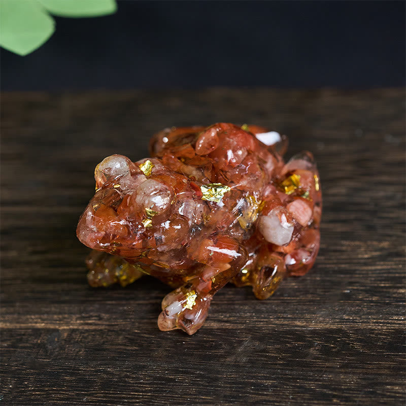 Buddha Stones Crystal Drip Resin Small Frog Passion Decoration Statue
