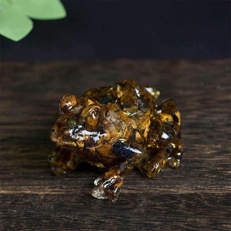 Buddha Stones Crystal Drip Resin Small Frog Passion Decoration Statue