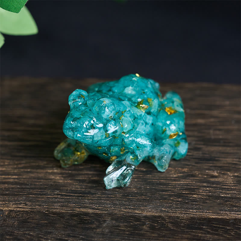 EverestArtStudios Crystal Drip Resin Small Frog Passion Decoration Statue