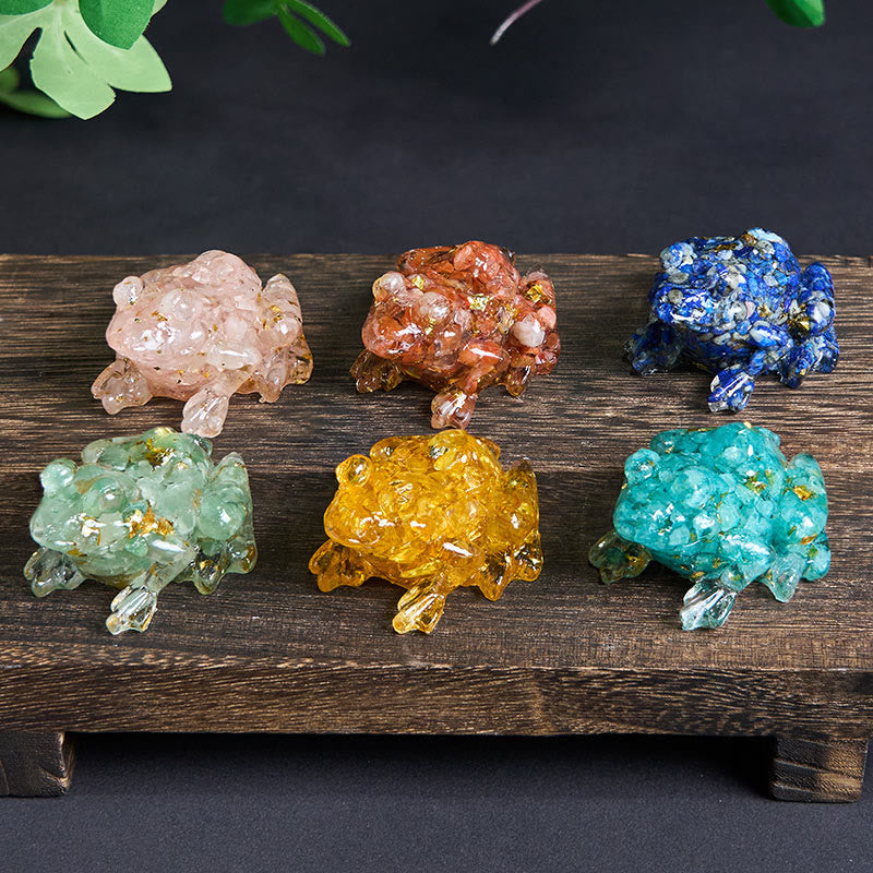 Buddha Stones Crystal Drip Resin Small Frog Passion Decoration Statue
