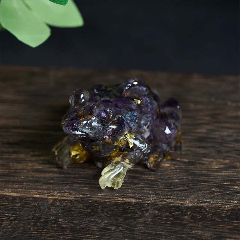 Buddha Stones Crystal Drip Resin Small Frog Passion Decoration Statue