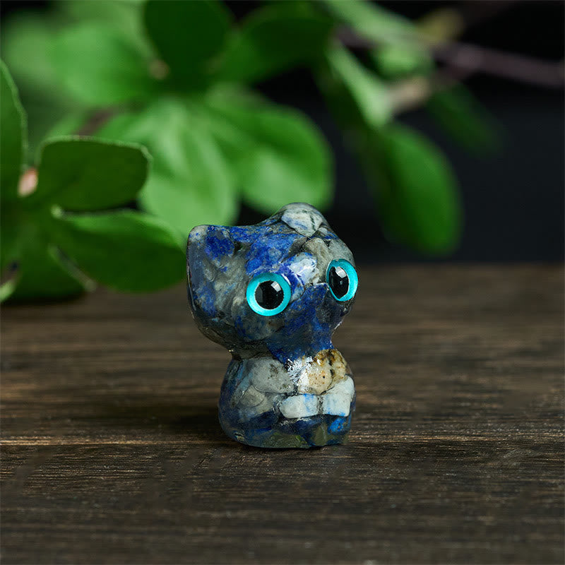 Buddha Stones Crystal Drip Resin Small Cat Purification Decoration Statue