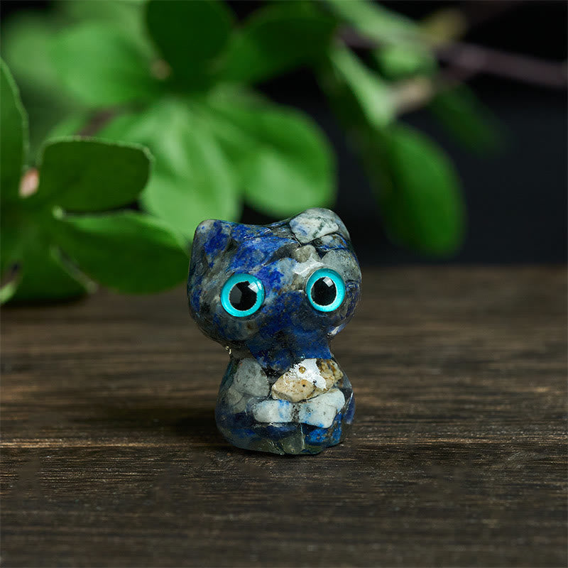 Buddha Stones Crystal Drip Resin Small Cat Purification Decoration Statue