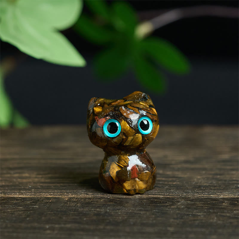 Buddha Stones Crystal Drip Resin Small Cat Purification Decoration Statue