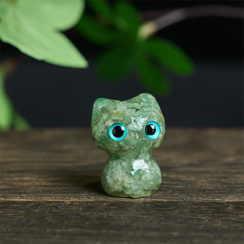 Buddha Stones Crystal Drip Resin Small Cat Purification Decoration Statue