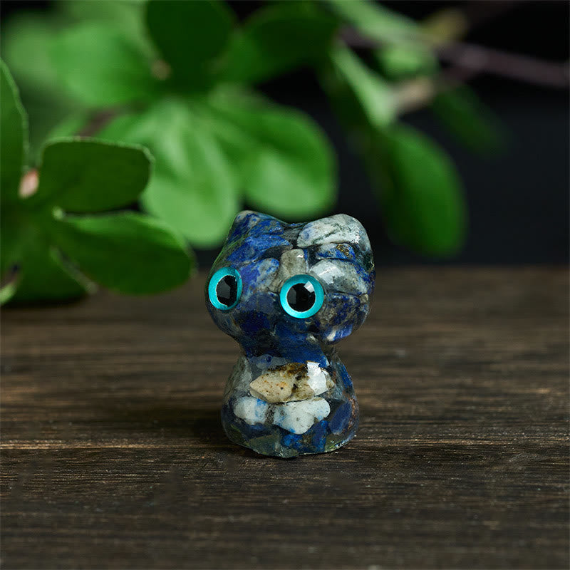 Buddha Stones Crystal Drip Resin Small Cat Purification Decoration Statue