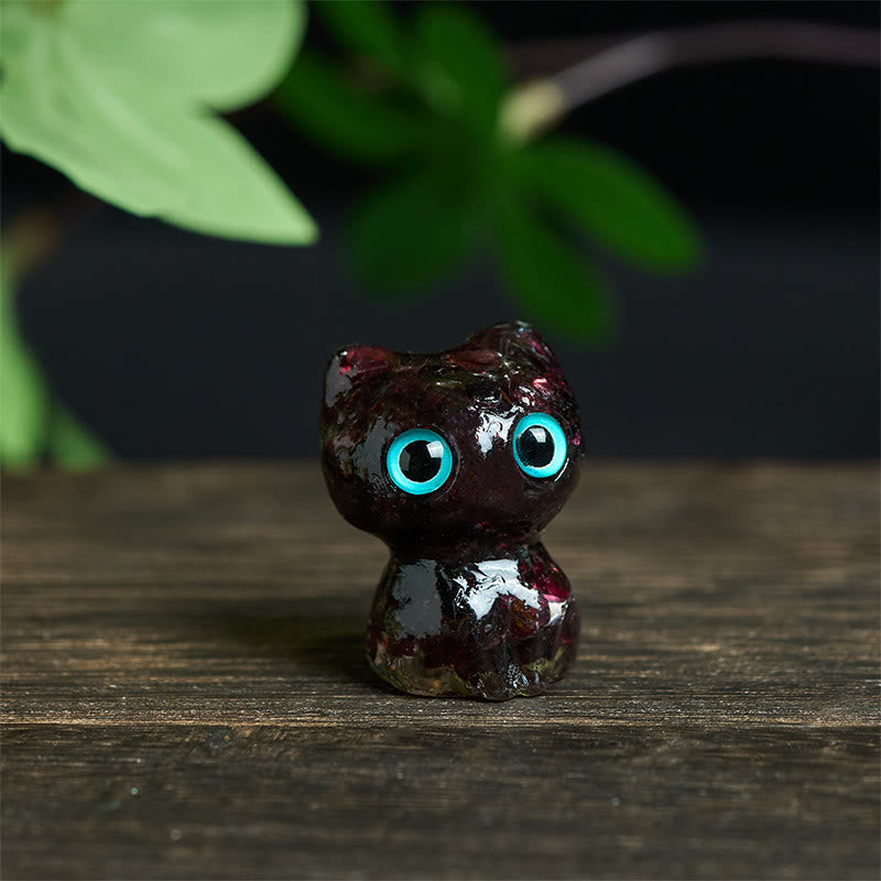 Buddha Stones Crystal Drip Resin Small Cat Purification Decoration Statue
