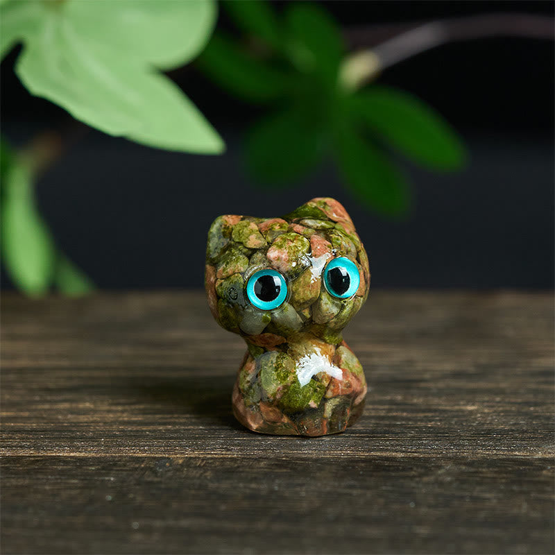 Buddha Stones Crystal Drip Resin Small Cat Purification Decoration Statue