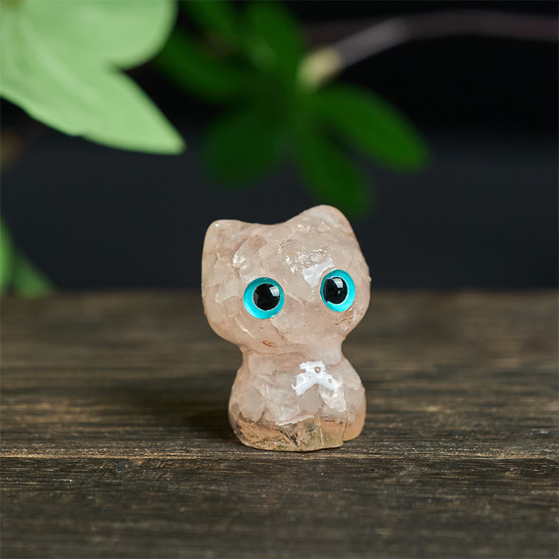 Buddha Stones Crystal Drip Resin Small Cat Purification Decoration Statue