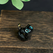 Buddha Stones Crystal Drip Resin Small Cat Serenity Fulfilment Decoration Statue