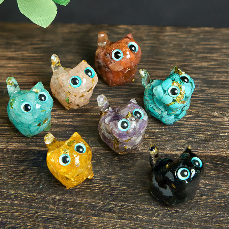 EverestArtStudios Crystal Drip Resin Small Cat Serenity Fulfilment Decoration Statue