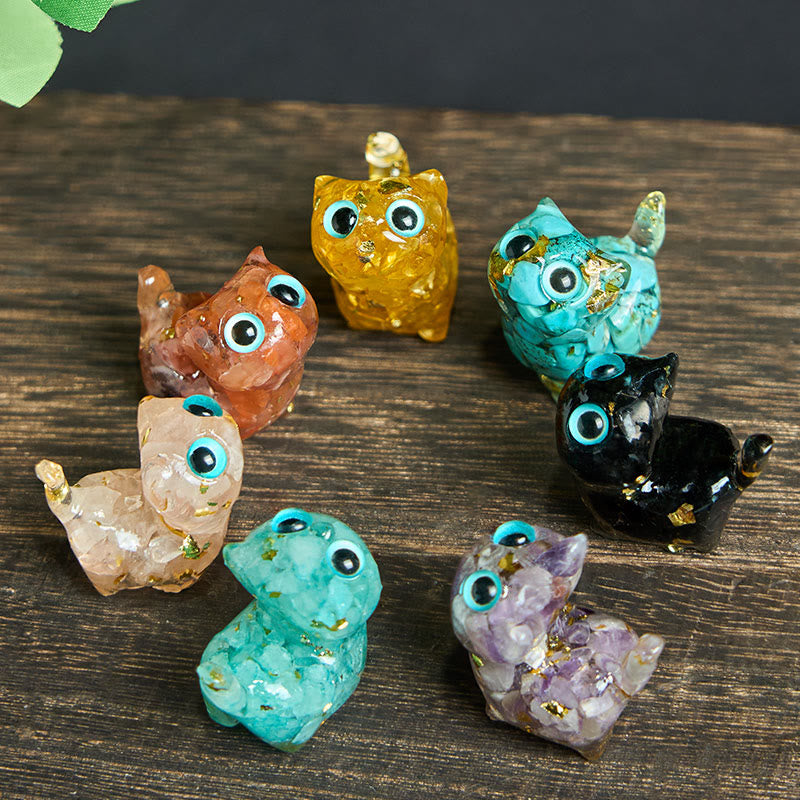 EverestArtStudios Crystal Drip Resin Small Cat Serenity Fulfilment Decoration Statue