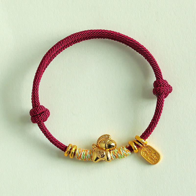 Buddha Stones Year Of The Horse Red String Black String Lucky Fortune Charm Braided Connection Bracelet