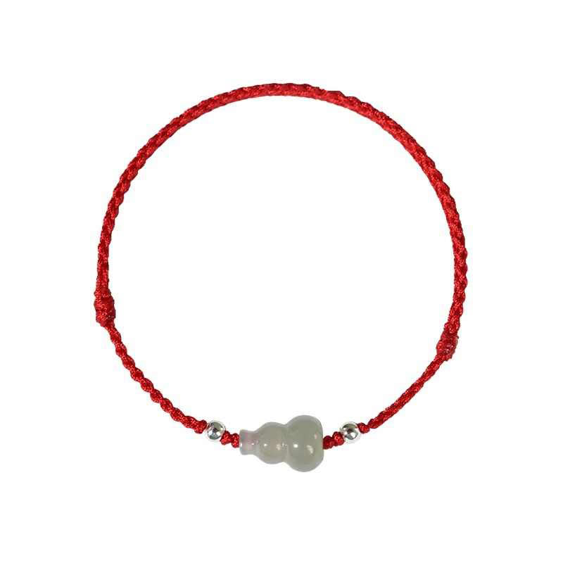 Buddha Stones Gourd Hetian Jade Red String Prosperity Bracelet Anklet