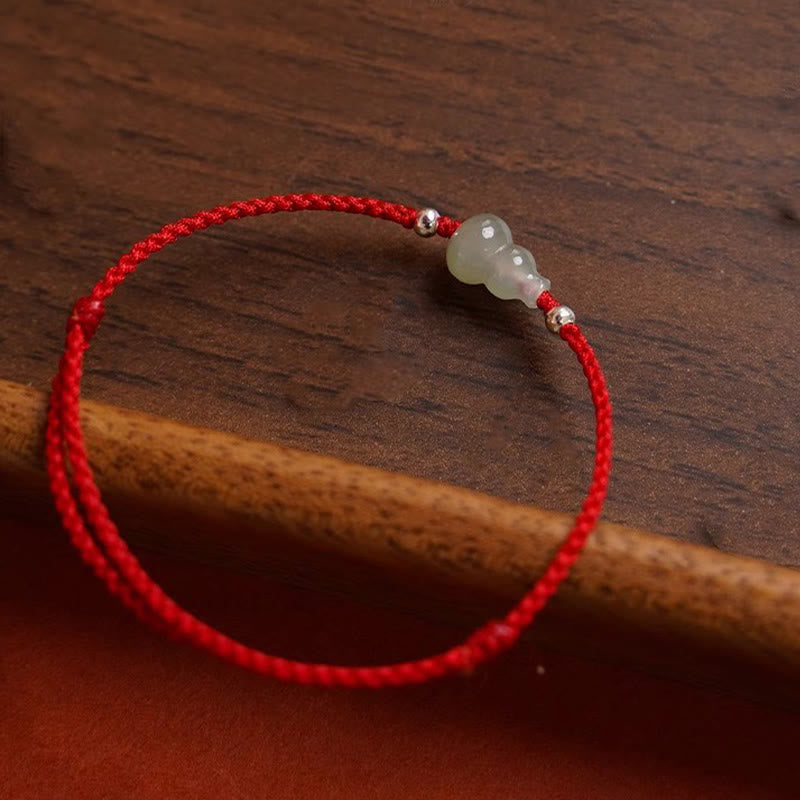 Buddha Stones Gourd Hetian Jade Red String Prosperity Bracelet Anklet