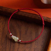 Buddha Stones Gourd Hetian Jade Red String Prosperity Bracelet Anklet