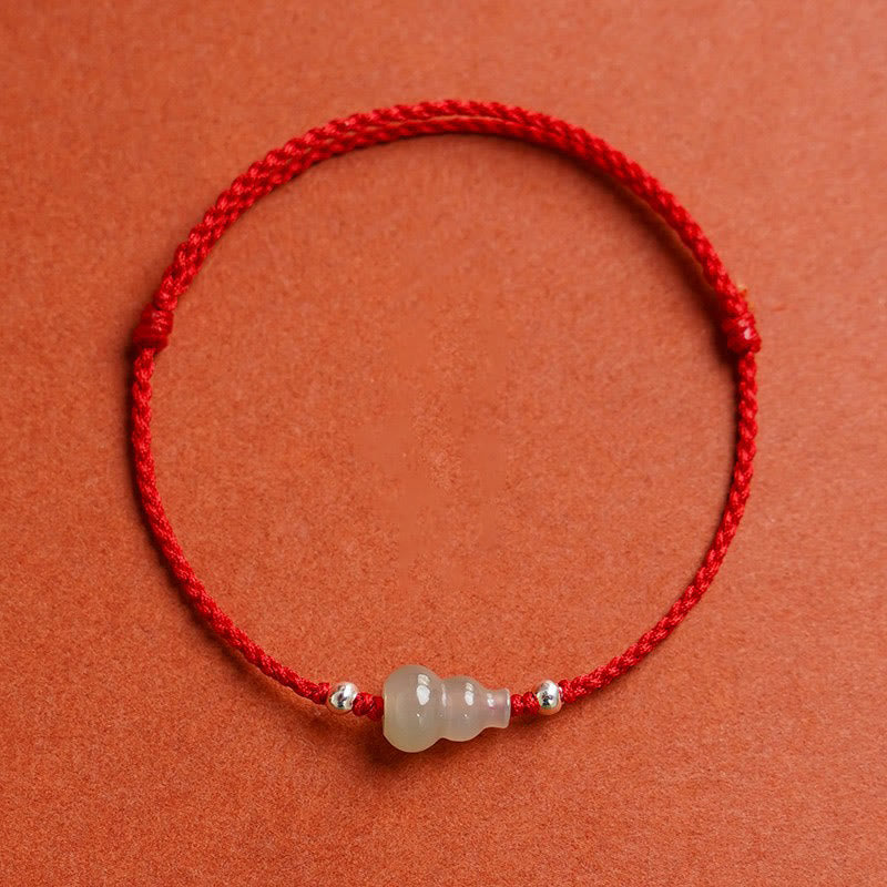 Buddha Stones Gourd Hetian Jade Red String Prosperity Bracelet Anklet