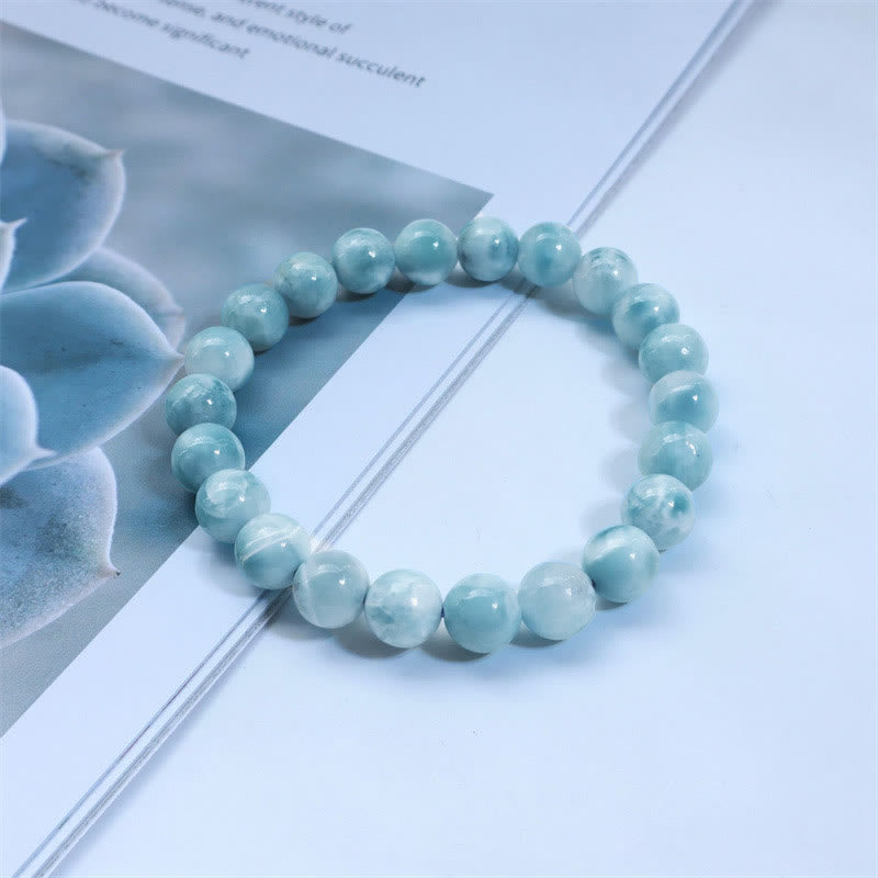 Buddha Stones Natural Larimar Wisdom Confidence Bracelet