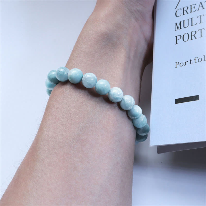 Buddha Stones Natural Larimar Wisdom Confidence Bracelet
