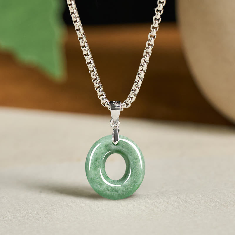 EverestArtstudios Natural A-Z Letter Jade Titanium Steel Wide Chain Prosperity Necklace Pendant