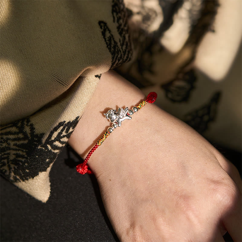 Buddha Stones 925 Sterling Silver Year Of The Horse Prosperity String Bracelet