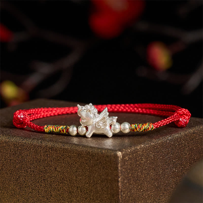 Buddha Stones 925 Sterling Silver Year Of The Horse Prosperity String Bracelet