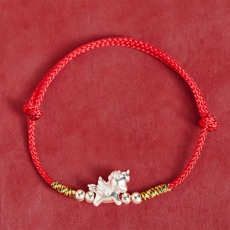 Buddha Stones 925 Sterling Silver Year Of The Horse Prosperity String Bracelet