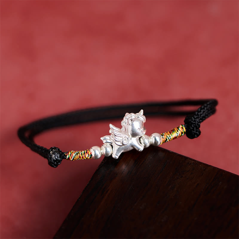 Buddha Stones 925 Sterling Silver Year Of The Horse Prosperity String Bracelet
