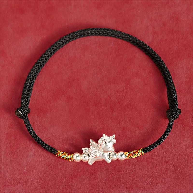 Buddha Stones 925 Sterling Silver Year Of The Horse Prosperity String Bracelet